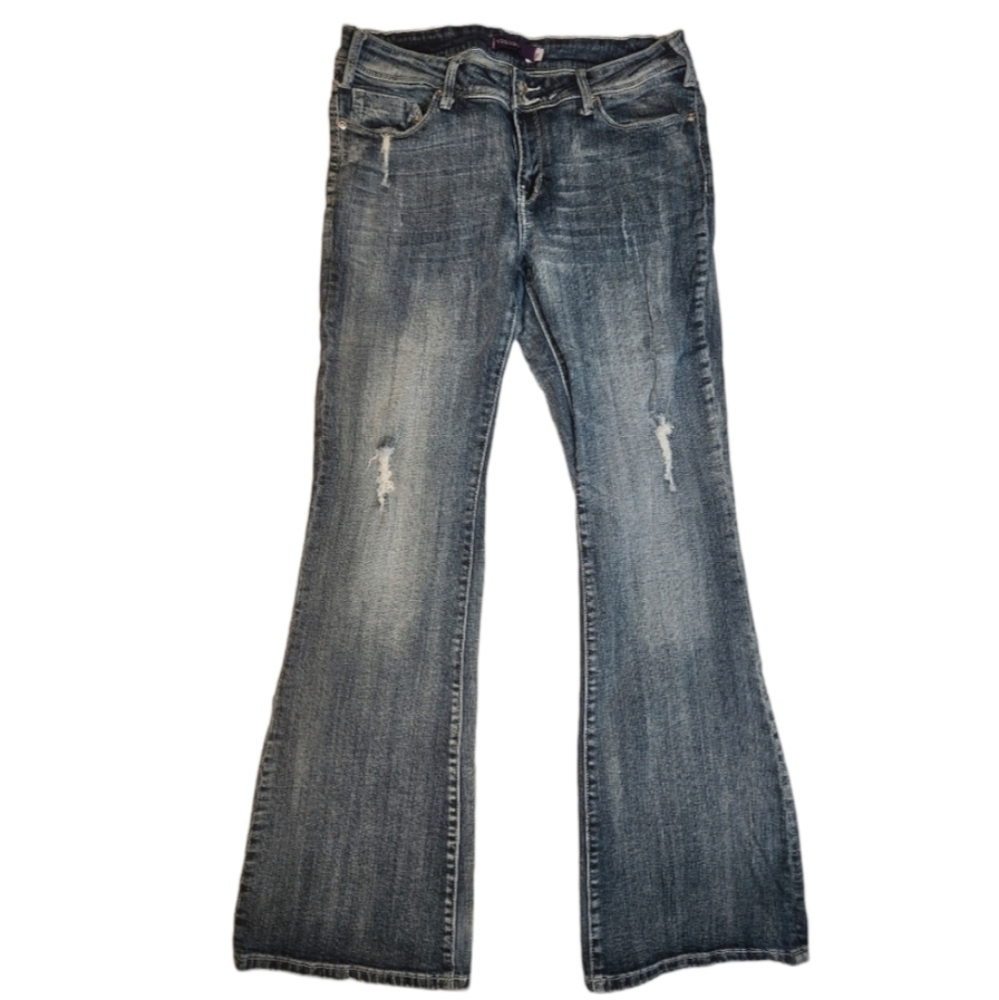 Vigoss Jeans Womens 9 Boot Cut Flare Demin Astric Design Embroidered Pockets